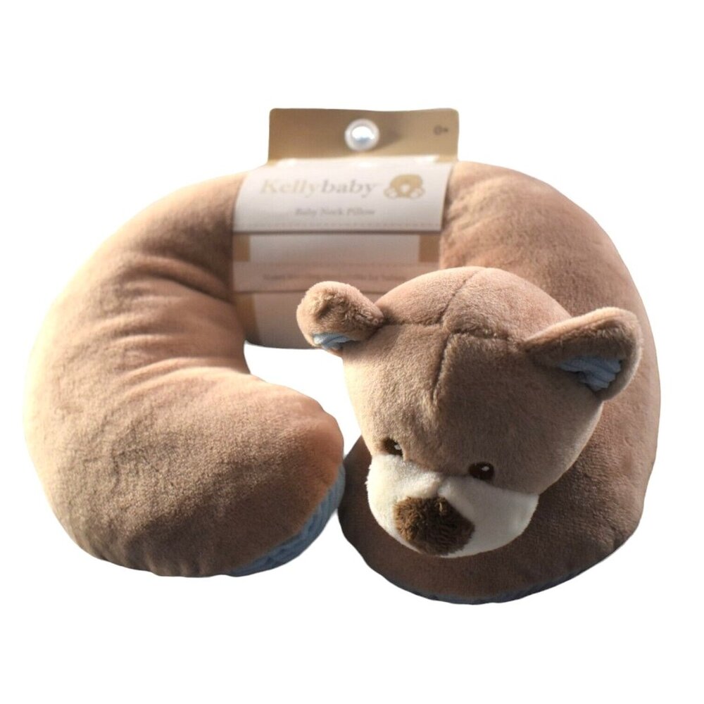Collectible Kelly Baby Brown Bear Small Neck Pillow With Plush Backing NWT